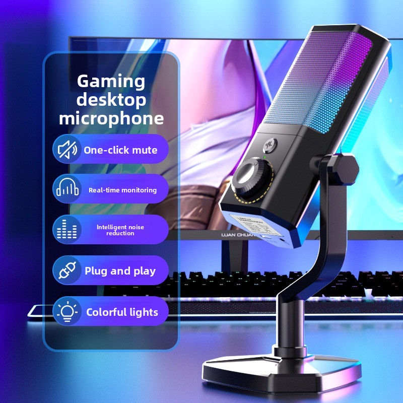 Esports & Gaming Optics Gmbh - ไมโครโฟน RGB สำหรับเล่นเกม อีสปอร์ต ไลฟ์สด ตัดเสียงรบกวน