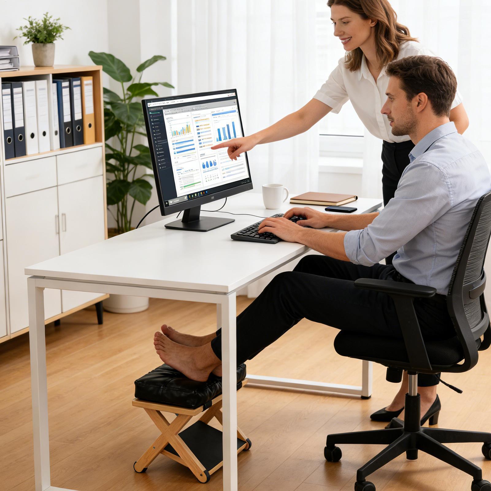 Footrest Under Desk - ที่วางเท้าใต้โต๊ะ ทำจากไม้ 2 ชั้น กันลื่น ออกแบบตามหลักสรีรศาสตร์
