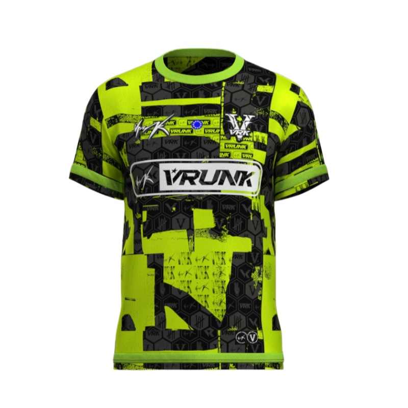 Esports Gaming Jersey - เสื้อเจอร์ซีย์อีสปอร์ตใหม่ปี 2026 สีเขียวนีออนดำ ลายพิมพ์เรขาคณิต 3 มิติ