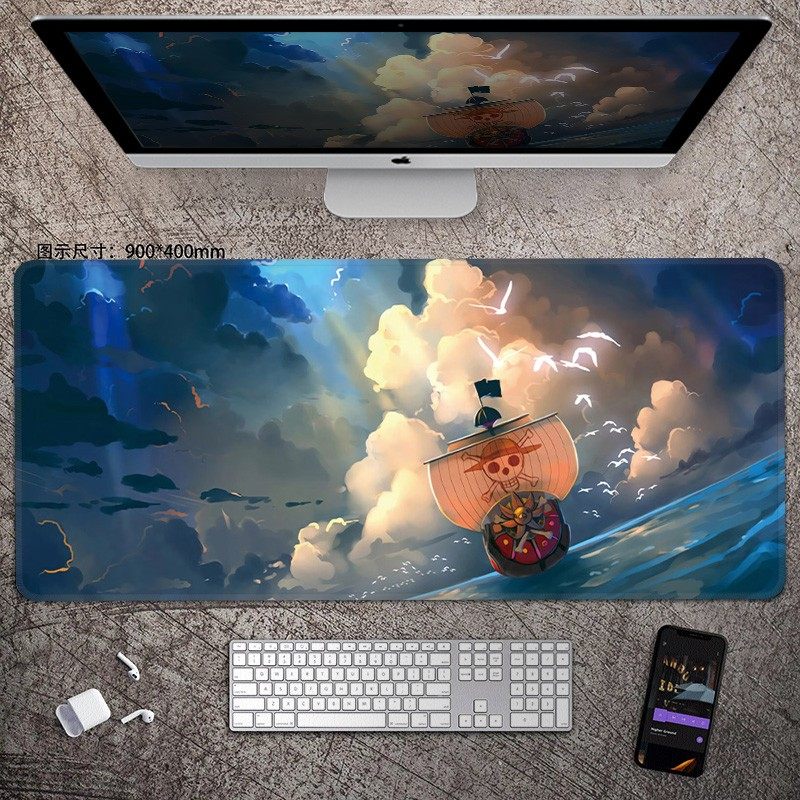 Esports Gaming Pad - แผ่นรองเมาส์หนังลายอนิเมะวันพีซ ขนาดใหญ่ สำหรับเด็กผู้ชาย แผ่นรองคีย์บอร์ดคอมพิวเตอร์ ลายลูฟี่ โรโรโนอา