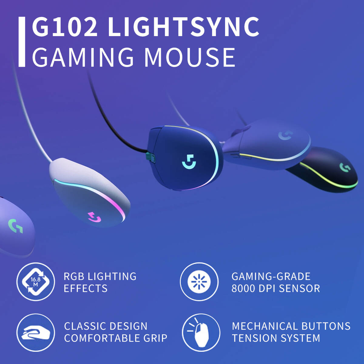เมาส์เกมมิ่ง Logitech G102, อั - Esports Gaming Tournaments บทวิจารณ์และราคา