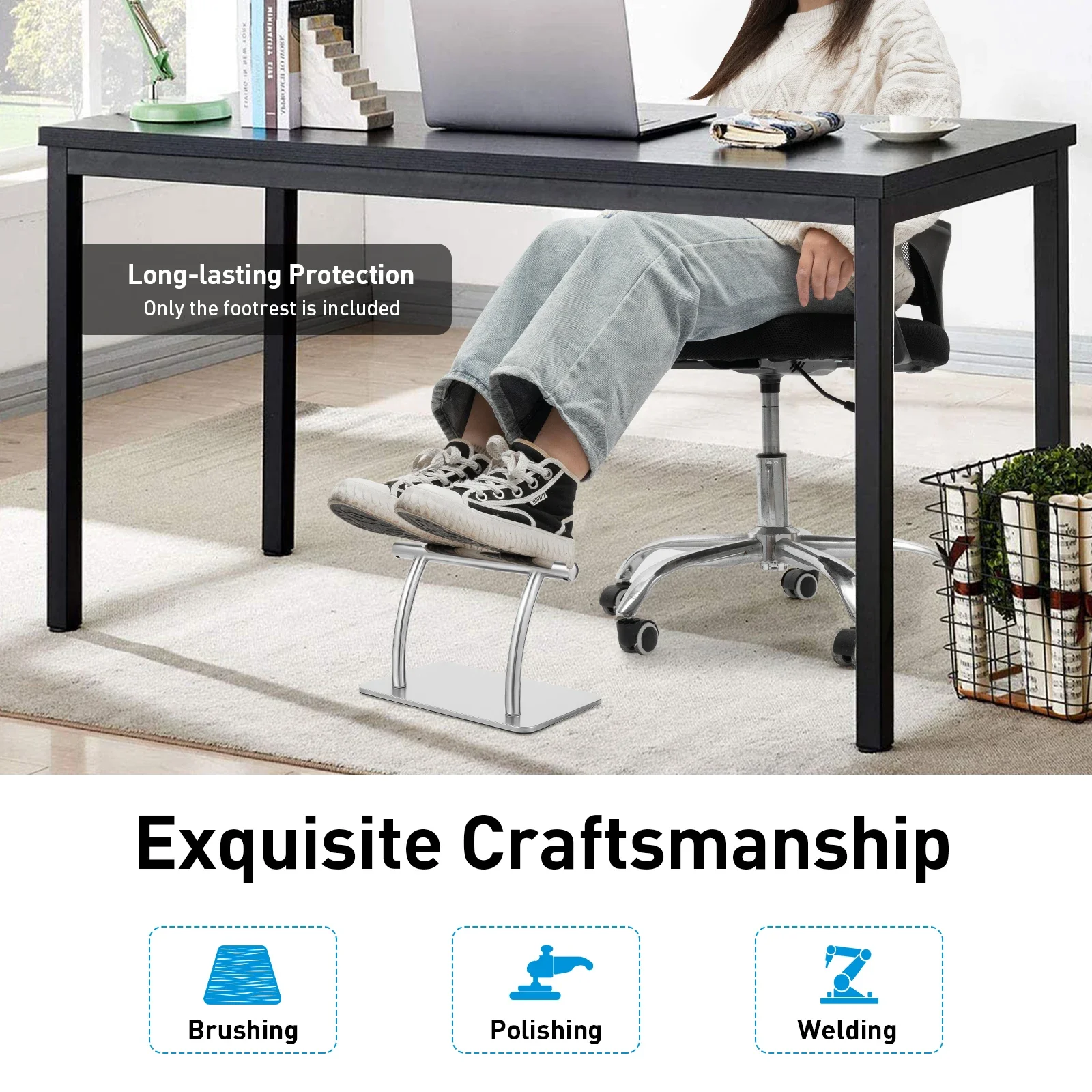 สแตนเลสสตีลเท้าสําหรับใต้โต๊ะท - Footrest Under Desk บทวิจารณ์และราคา